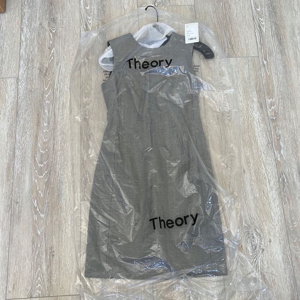 Never worn Theory sleeveless fitted dress in black checkered pattern